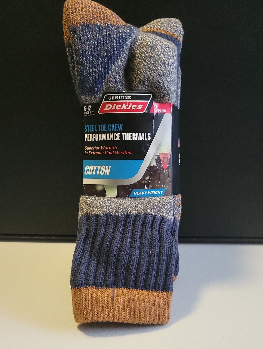 Dickies Blue & Tan Crew Work Socks.  T22